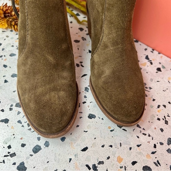 Madewell Janice Brown Suede Leather Western Women’s Stacked Heel Booties Sz 7 - Picture 2 of 10